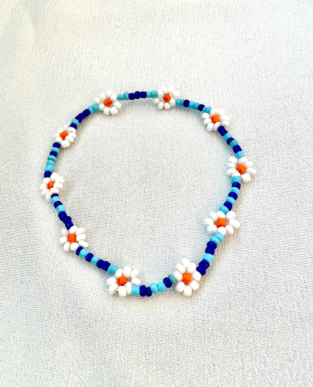 Mini Beads Armbånd - Blomster Blå
