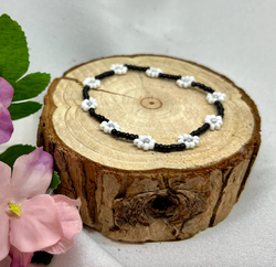 Mini Beads Armbånd - Blomster Sort