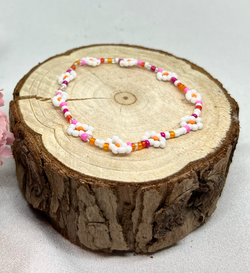 Mini Beads Armbånd - Blomster Rosa