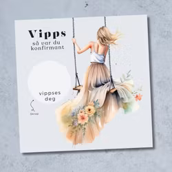 Vipps Konfirmasjonskort  - Jenta på huska