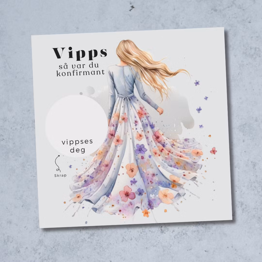 Vipps Konfirmasjonskort  - Blomsterkjole