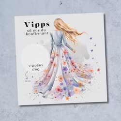Vipps Konfirmasjonskort  - Blomsterkjole