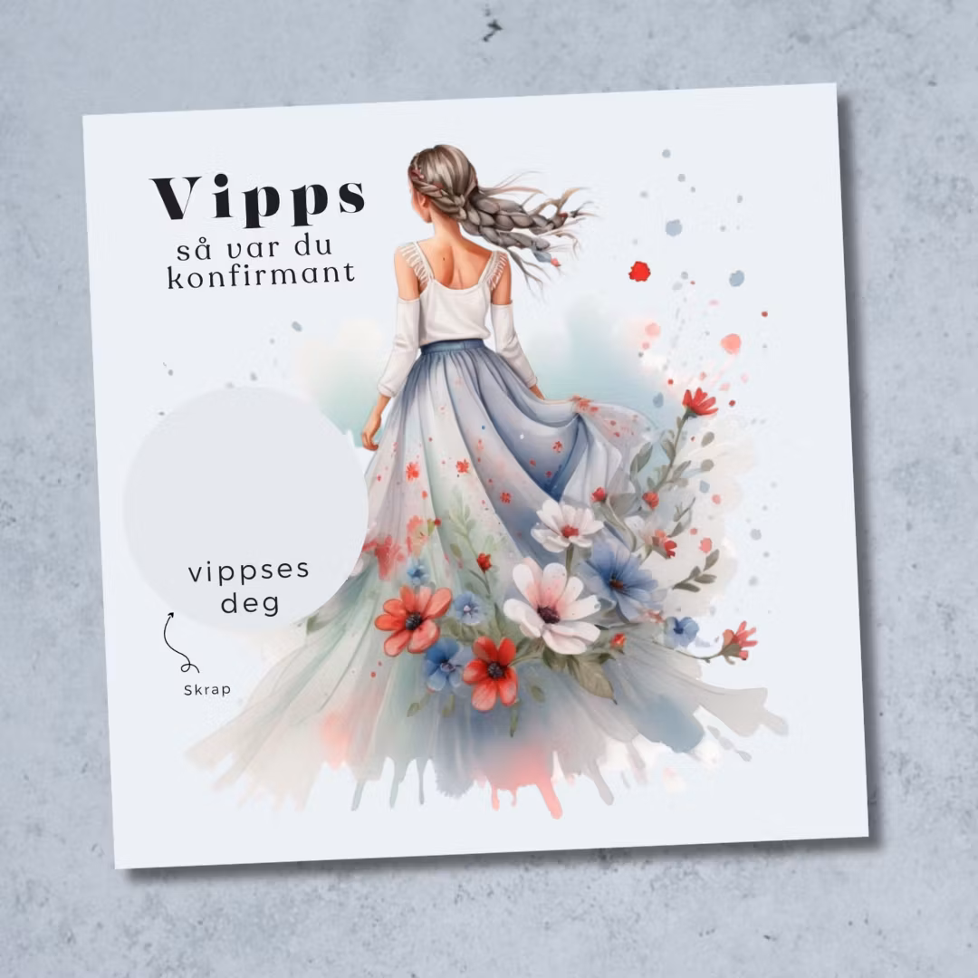 Vipps Konfirmasjonskort  - Blomsterkjole