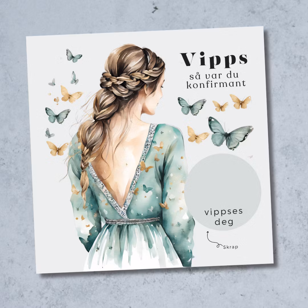 Vipps Konfirmasjonskort - Sommerfugl