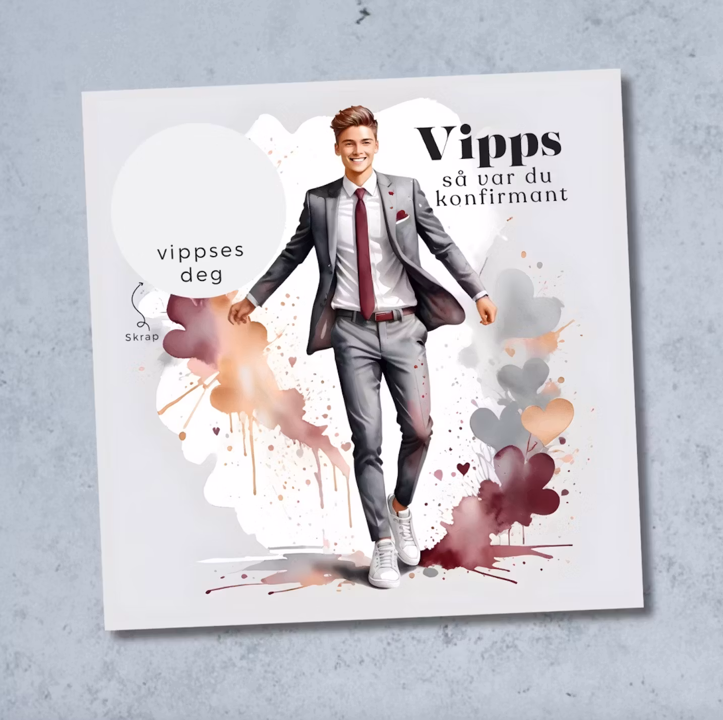 4pk Vipps Konfirmasjonskort - Gutt