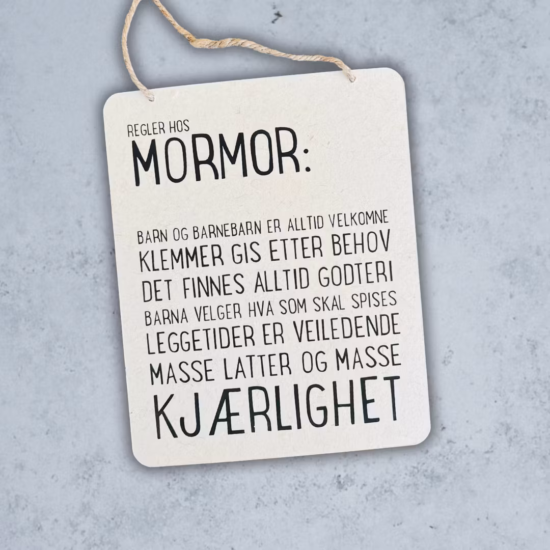 Trend Design Metallskilt - Regler hos mormor"