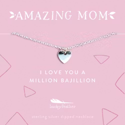 Lucky Feather - Amazing  Mum - Heart Silver Necklace