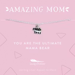 Lucky Feather - Mama Bear - Silver Necklace