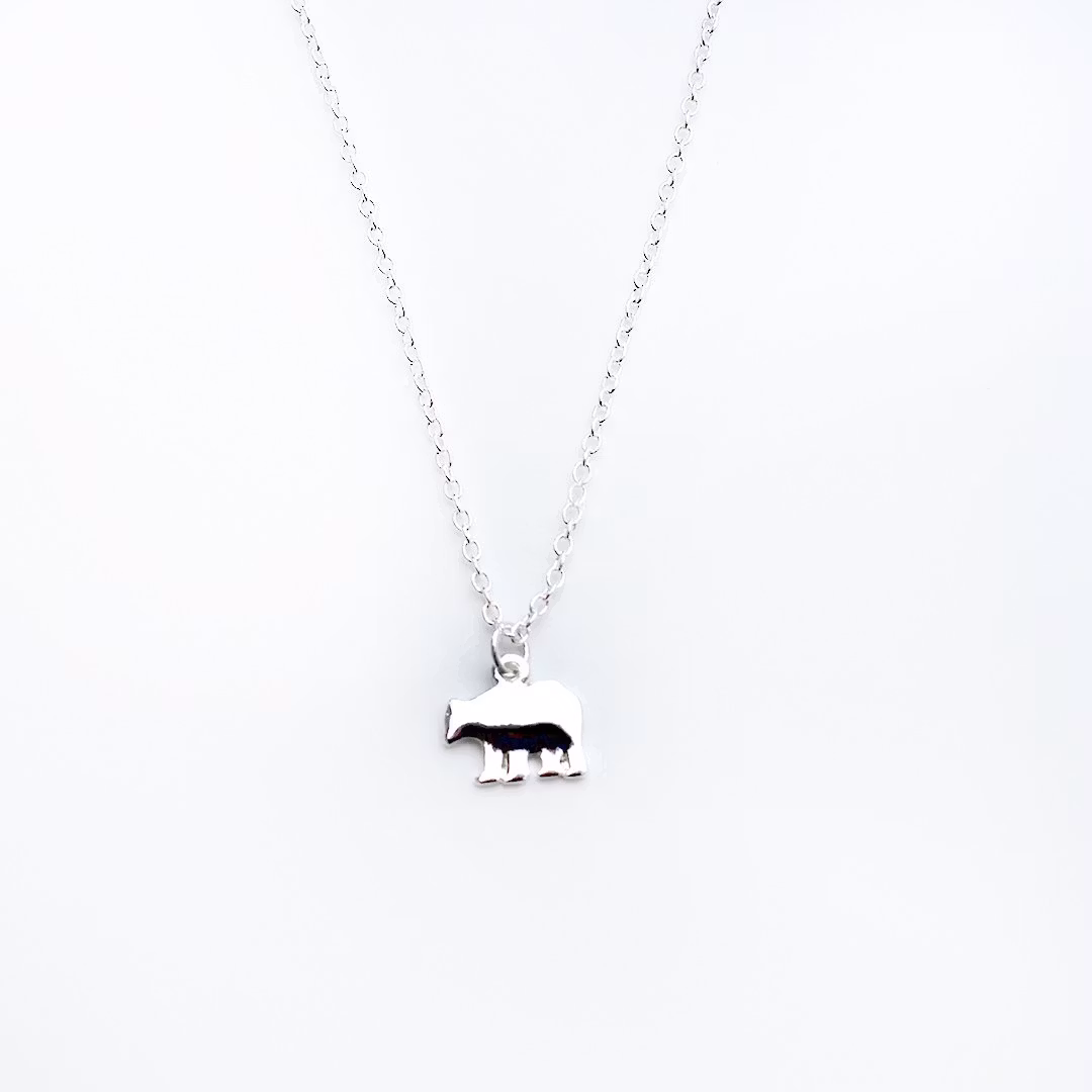 Lucky Feather - Mama Bear - Silver Necklace