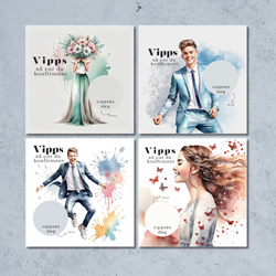 4pk Vipps Konfirmasjonskort - Mix
