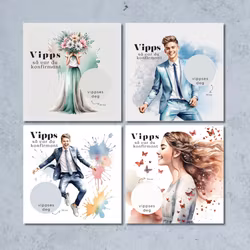 4pk Vipps Konfirmasjonskort - Mix