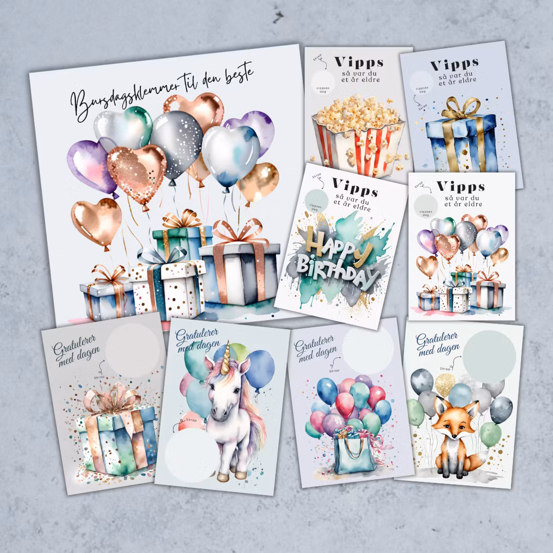 14pk mix Bursdagskort