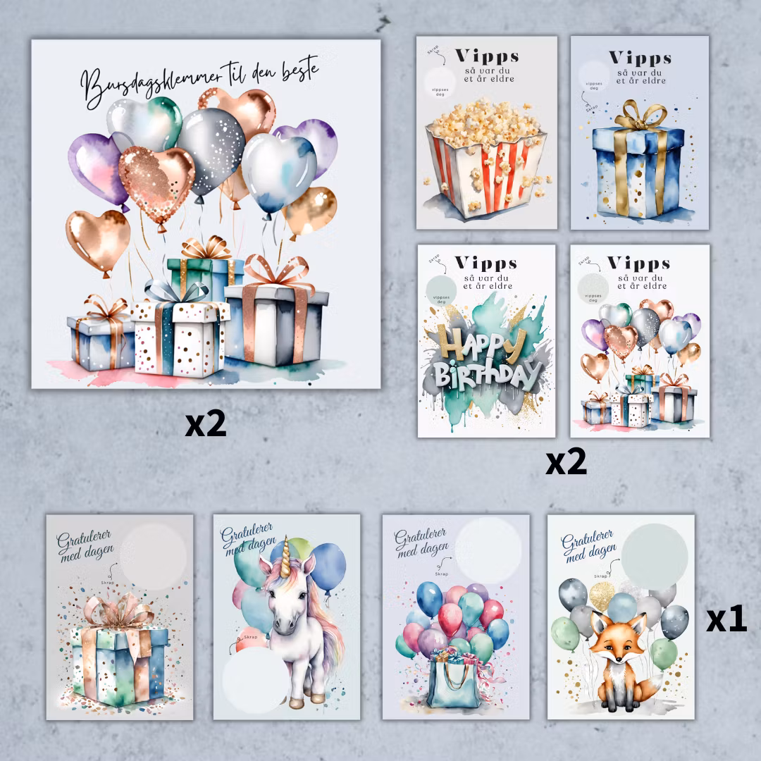 14pk mix Bursdagskort