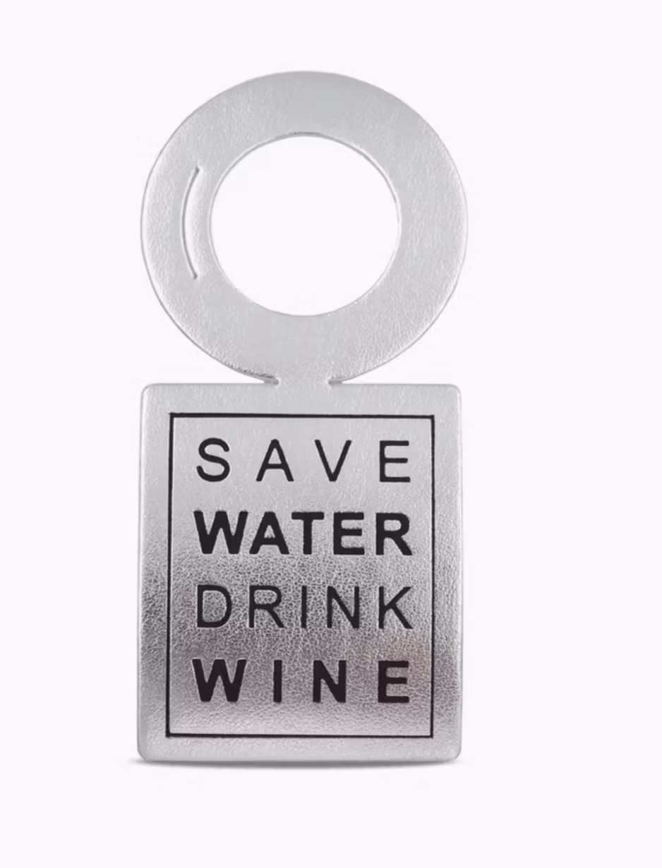 Vinstrip - Flaskekort Sølv - "Save Water Drink Wine"
