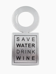 Vinstrip - Flaskekort Sølv - "Save Water Drink Wine"