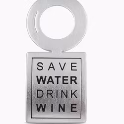 Vinstrip - Flaskekort Sølv - "Save Water Drink Wine"