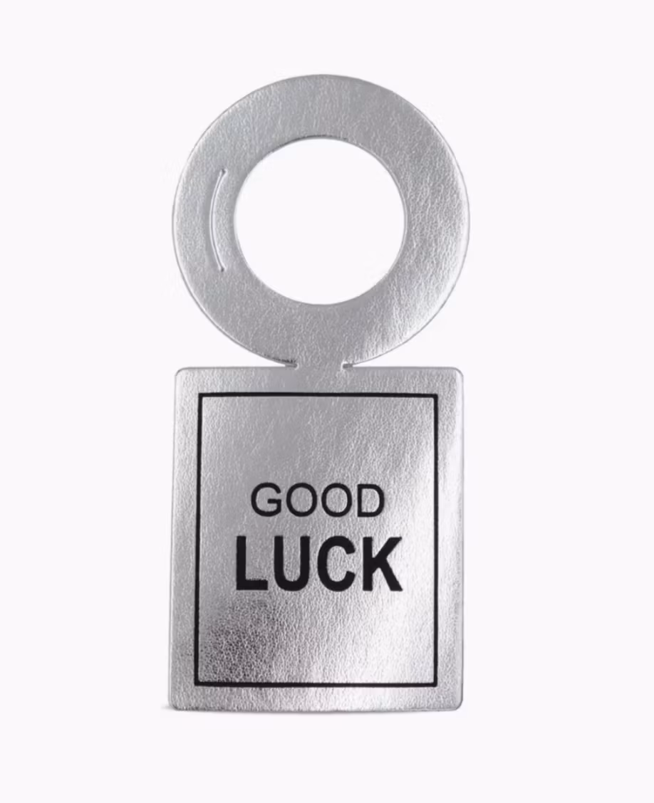 Vinstrip - Flaskekort Sølv - "Good Luck"