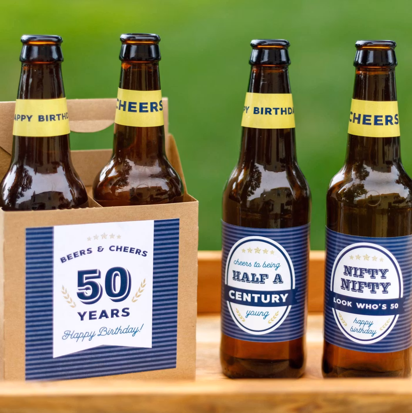 Flaske Etiketter og Flaskeholder - 50år