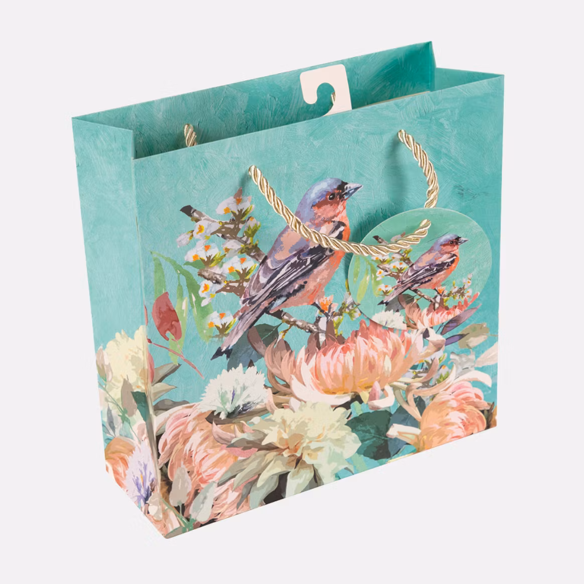 Medium  Gavepose - Fugl og blomster