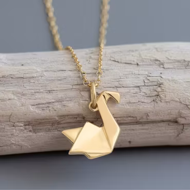 Lily Charmed - Origami Swan  Gold Necklace