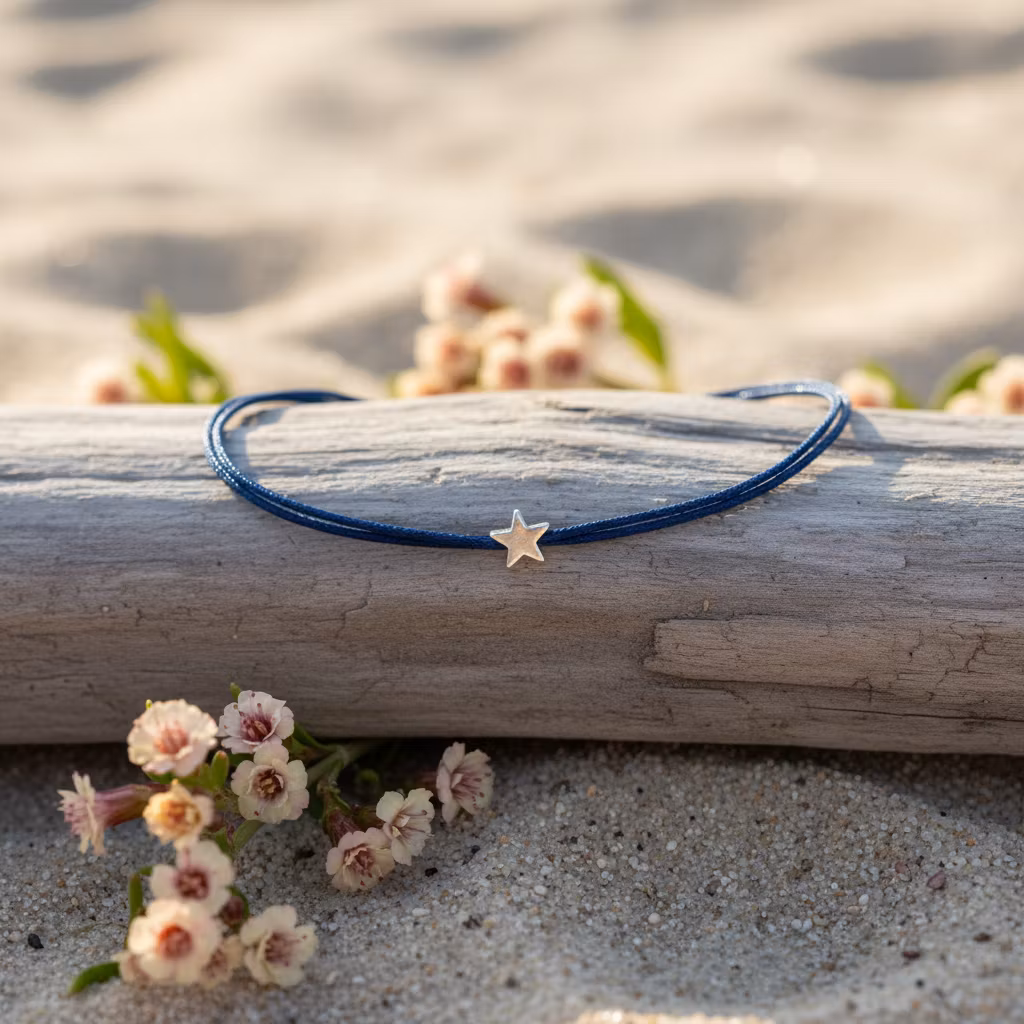 Parsley & Pepper - Friendship Bracelet - Silver Star - Blå