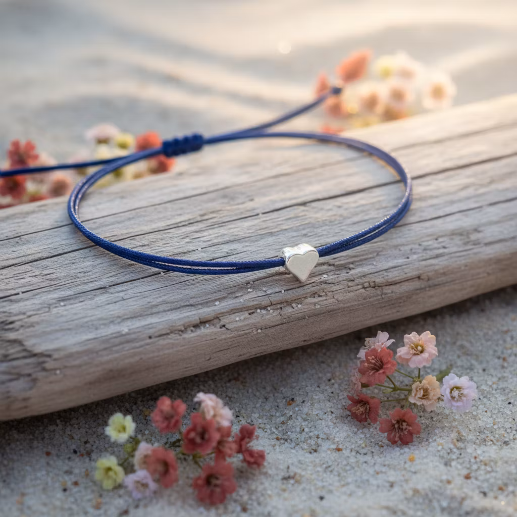 Parsley & Pepper - Friendship Bracelet - Silver Heart-  Blå