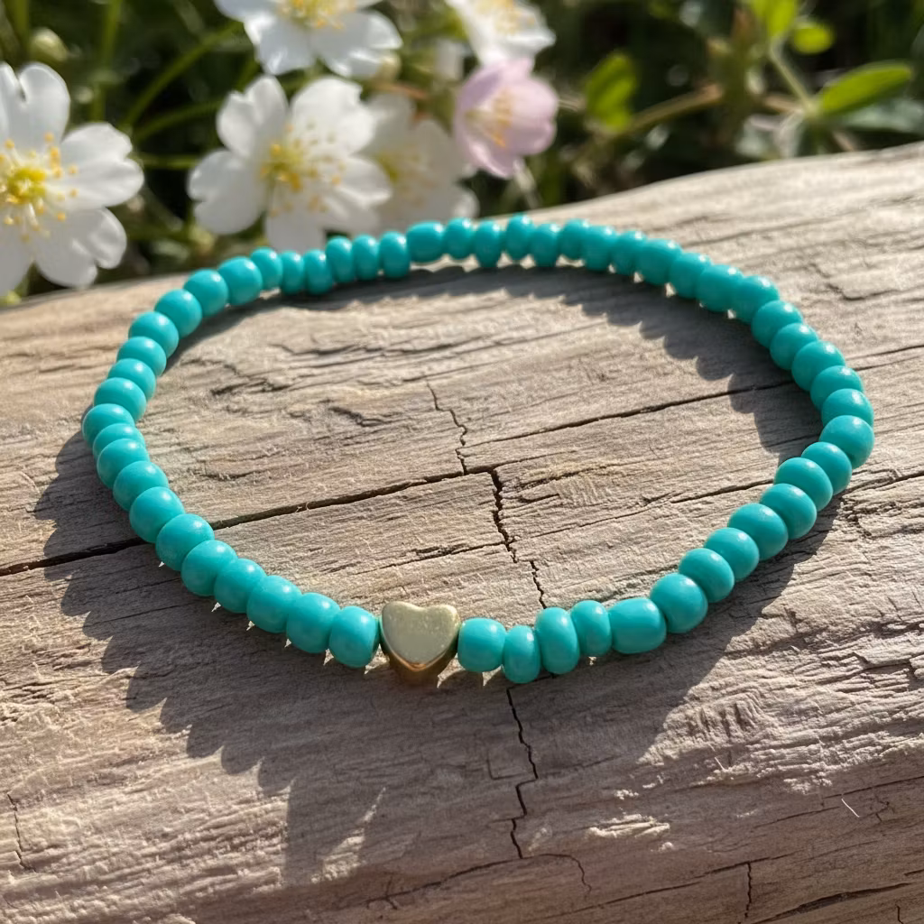 Glass Beads Stretch Bracelet - Turkis