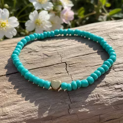 Glass Beads Stretch Bracelet - Turkis