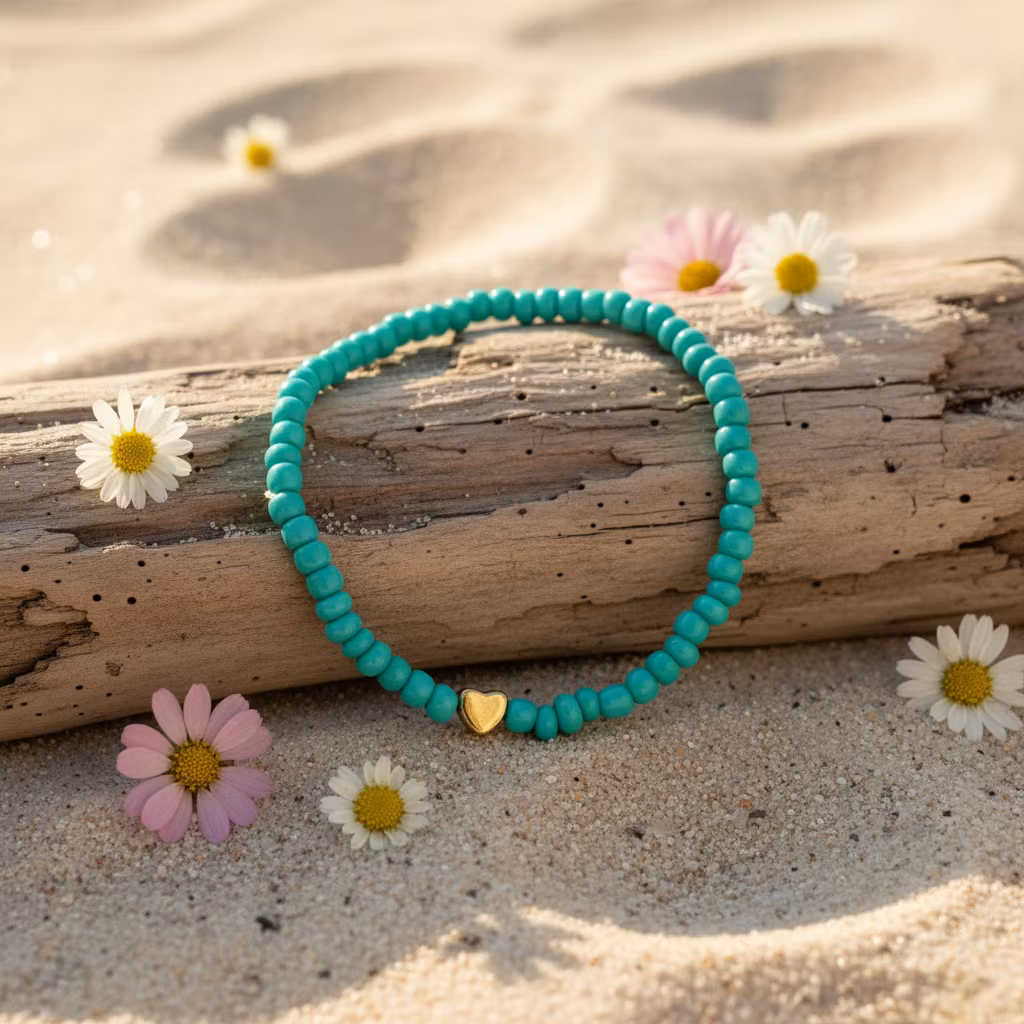 Glass Beads Stretch Bracelet - Turkis