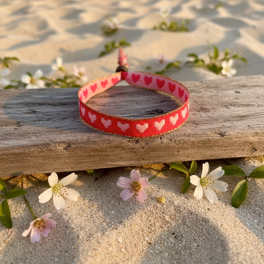 Ribbon Bracelet - Pink Hearts