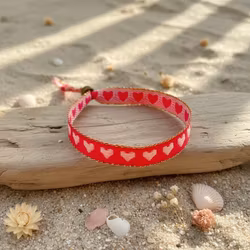 Ribbon Bracelet - Pink Hearts