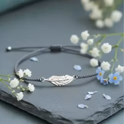 Bali Bliss Armbånd - Fjær - Gråblå