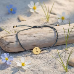 Bali Bliss Armbånd -Gråblå - Gullbelagt  ; semicolon symbol