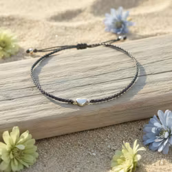 Bali Bliss Armbånd - Hjerte - Gråblå