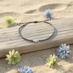 Bali Bliss Armbånd - Hjerte - Gråblå