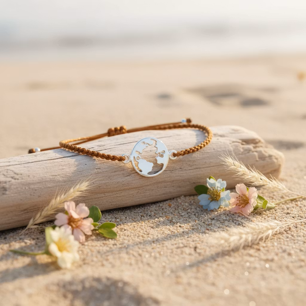 Bali Bliss Armbånd - Globe - Burnt Orange