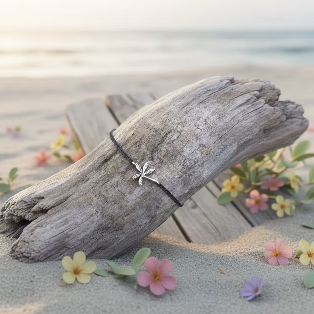 Bali Bliss Armbånd - Palme - Gråblå