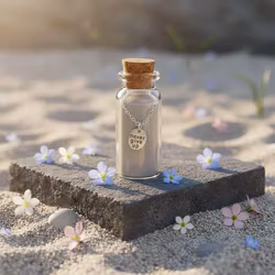 Lucky Feather - Message in a Bottle Necklace - "Never give up"