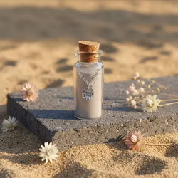 Lucky Feather - Message in a Bottle Necklace - "Never give up"