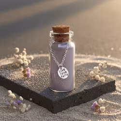 Lucky Feather - Message in a Bottle Necklace - "Live Joyfully"