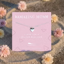Lucky Feather - Amazing  Mum - Heart Silver Necklace