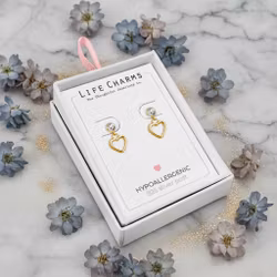 Life Charms - Gullbelagte hjerte øredobber