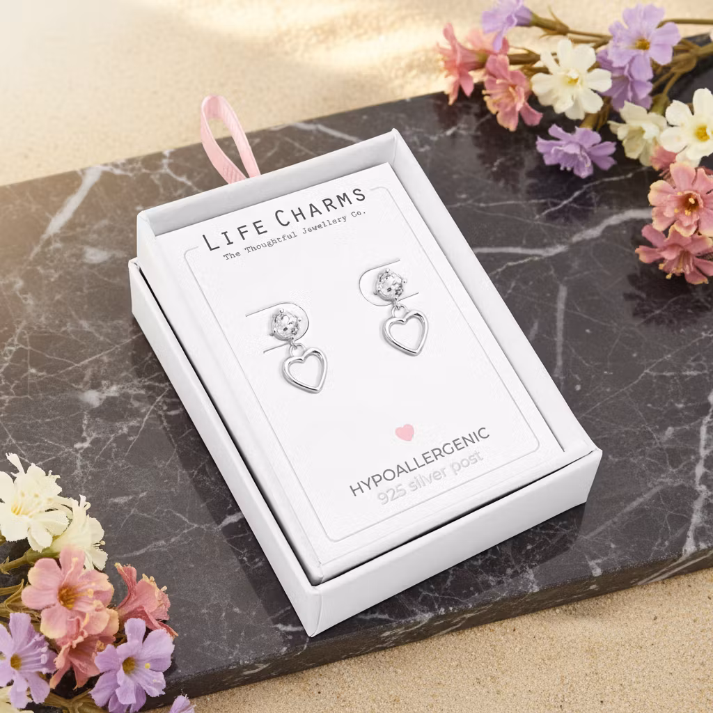 Life Charms - Hjerte Sølv øredobber