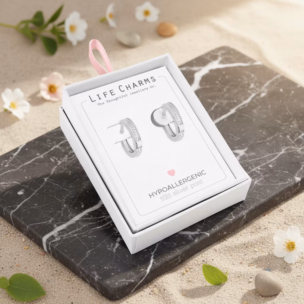 Life Charms - Circle Silver hoops