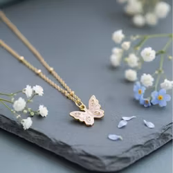 Mesa Blue - Gullbelagt Enamel Sommerfugl kjede