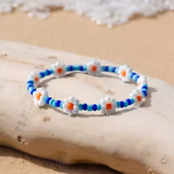 Mini Beads Armbånd - Blomster Blå