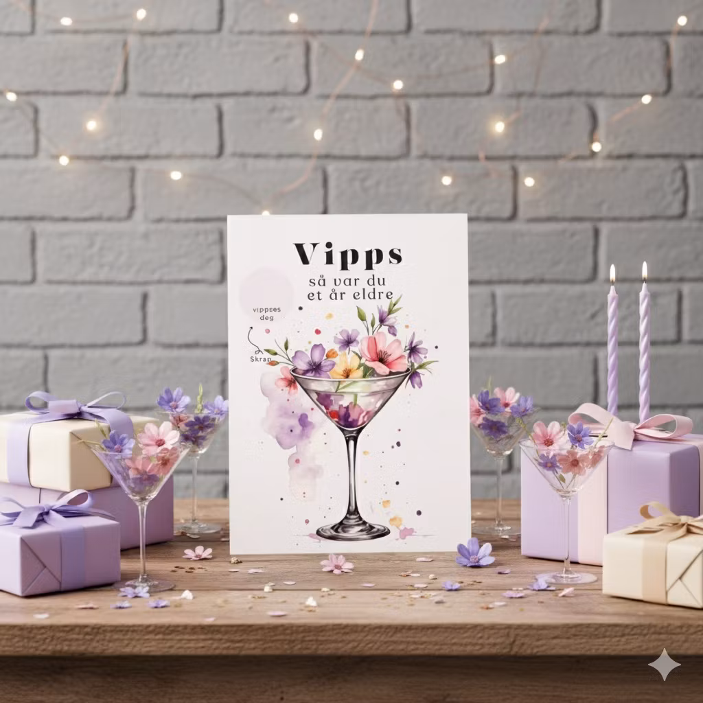 Vipps Bursdagskort - Martiniglass