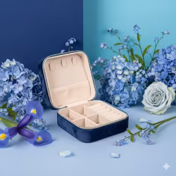Smykkeskrin i fløyel - blå