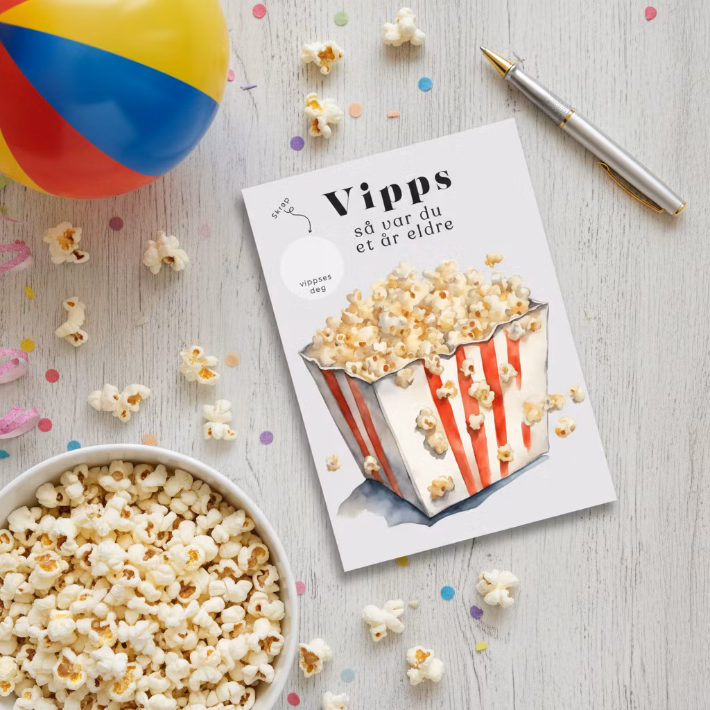 3pk Vipps Skrapekort - Popcorn