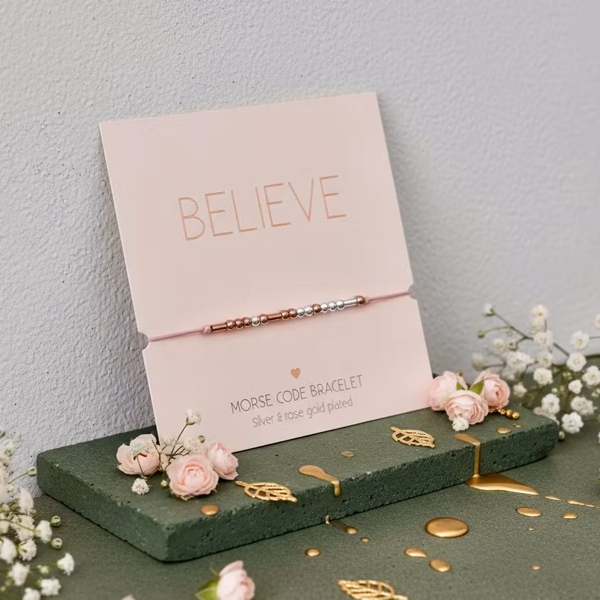 Crystals HCA Jewellery -  Morse Code Bracelet - "Believe"